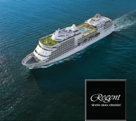 Das Luxuskreuzfahrtschiff Seven Seas Prestige der Reederei Seven Seas Prestige auf offener See.