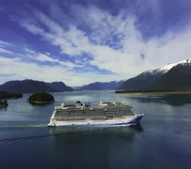 Das Schiff Norwegian Bliss auf hoher See.