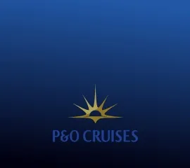 Das Logo von P&O Cruises mit einer Sonne über dem Horizont und dem Namen der Reederei.