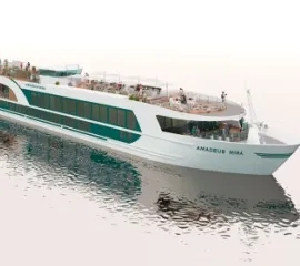 Ein Rendering der AMADEUS Mira auf dem Fluss.