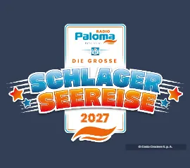 Logo der großen Schlager-Seereise 2027 vor einem dunkelblauen Hintergrund