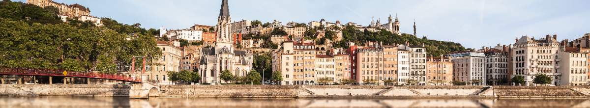 Panoramasicht auf die Stadt Lyon an der Saône.