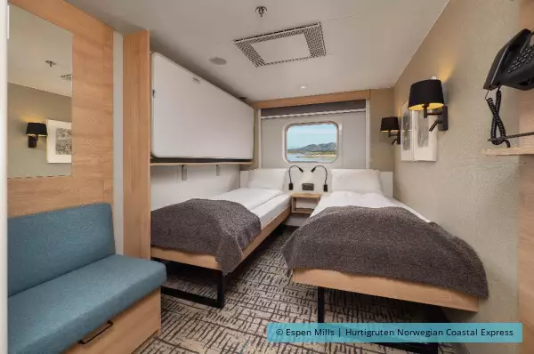 2-er Kabine Eine Standard-Kabine auf der MS Polarlys.