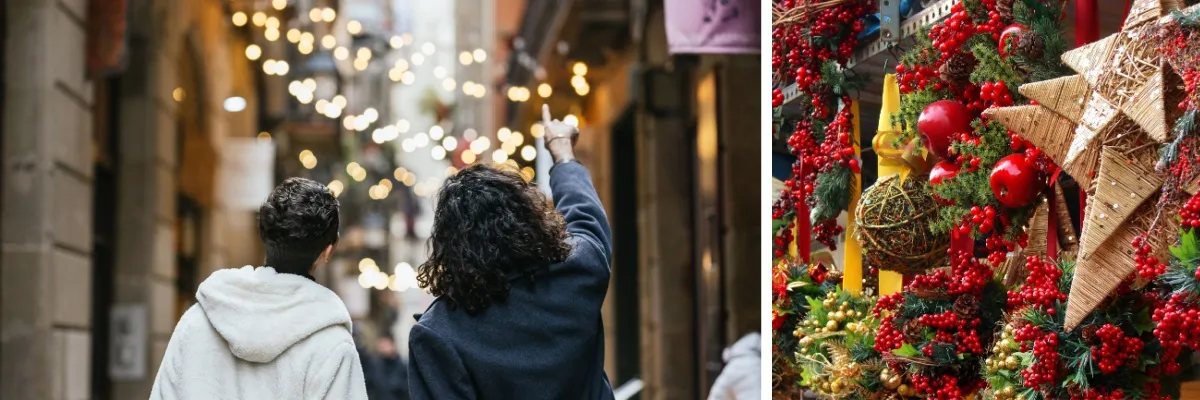 Weihnachten & Silvester im Mittelmeer mit AIDA Freunde laufen durch die Stadt und erfreuen sich an den Lichtern in der Stadt und den weihnachtlichen Geschäften.