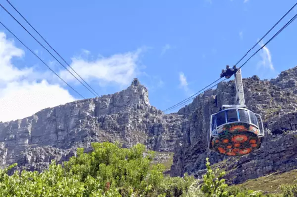 Seilbahn auf den Tafelberg Gondel der Seilbahn auf den Tafelberg, eine der bekanntesten Sehenswürdigkeiten Südafrikas