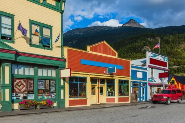 Skagway Bunte Häuserfassaden in Skagway.