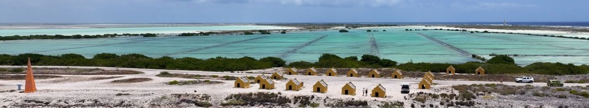 Meer und kleine Strandhäuser.