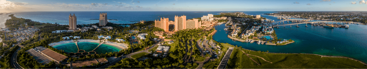 Paradise Island, Nassau auf den Bahamas aus der Luft