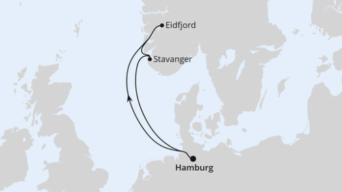Kurzreise nach Norwegen ab Hamburg Hamburg - Eidfjord - Stavanger - Hamburg