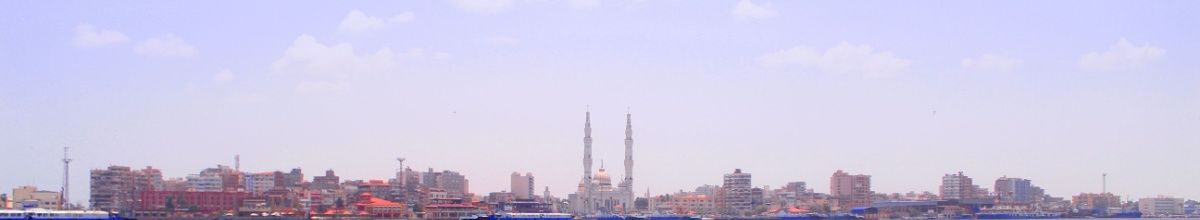 Die Skyline der Stadt mit den zwei Minaretten der Moschee.