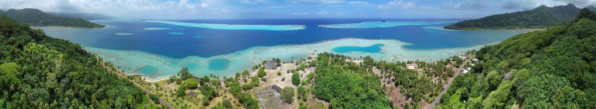Blick auf ein Korallenriff vor der Küste von Raiatea.