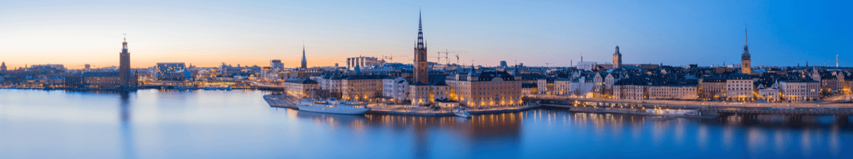 Die Altstadt von Stockholm im Sonnenuntergang