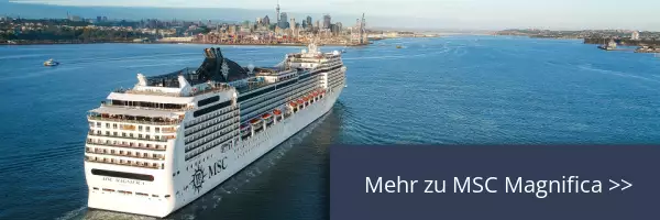 MSC Magnifica vor Auckland, Heckansicht