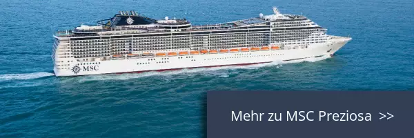 Seitenansicht von MSC Prezios auf dem Meer