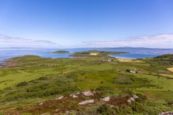 Gigha Grüne Wiesen auf der schottischen Insel Gigha.
