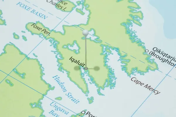 Iqaluit Die geografische Lage von Iqaluit ist auf einer Karte markiert.