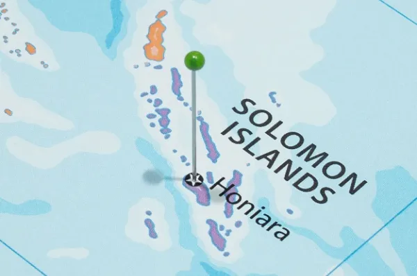 Landkarte Honiara Honiara auf einer Landkarte mit einem grün markierten Punkt.