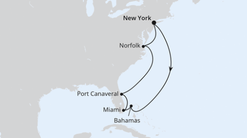 New York City - New York City - Freeport - Miami - Miami - Port Canaveral - Port Canaveral - Norfolk - New York City - New York City
