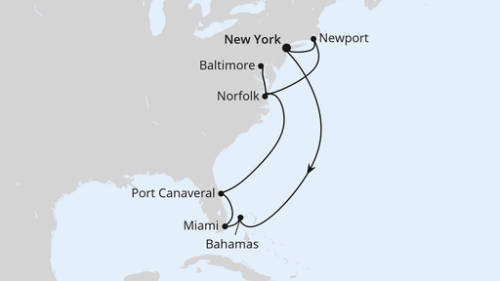 Florida, Maryland & Bahamas ab New York New York City - New York City - Freeport - Miami - Miami - Port Canaveral - Port Canaveral - Norfolk - Baltimore - Newport - New York City