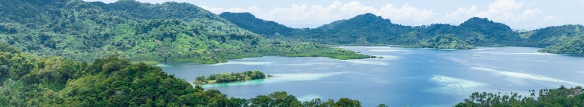Ein Überblick auf die naturbehaftete Insel Nendo in der Salomonen.