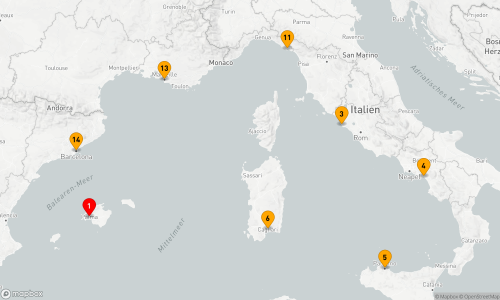 Palma de Mallorca - Rom / Civitavecchia - Salerno - Palermo - Cagliari - La Spezia - Marseille - Barcelona