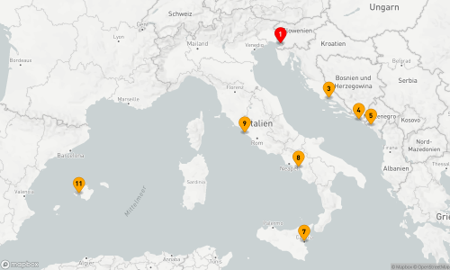 Triest - Split - Dubrovnik - Kotor - Catania - Salerno - Rom / Civitavecchia - Palma de Mallorca