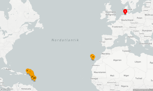 Bremerhaven - Gran Canaria - Basseterre - Pointe-à-Pitre - Philipsburg - Road Town - Saint John's - Roseau - Castries - Fort-de-France - Bridgetown - Santa Cruz de Tenerife