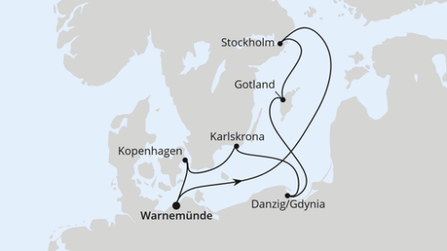 Schweden, Polen & Dänemark ab Warnemünde Warnemünde - Stockholm - Visby - Danzig/Gdynia - Karlskrona - Kopenhagen - Warnemünde