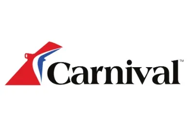 Carnival Cruise Line Logo Das Carnival Cruise Line Logo in schwarzer Schrift mit blau-rotem Symbol.