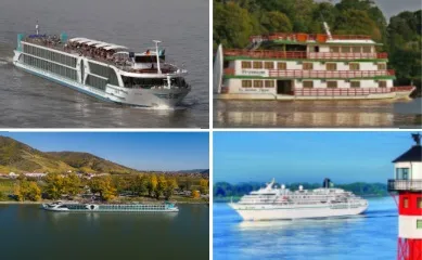 vierteiliges Bild der Phoenix Schiffe: oben Rechts MS Amazon Clipper, oben links MS Antonia, unten links MS Amera, unten rechts MS Amadea.