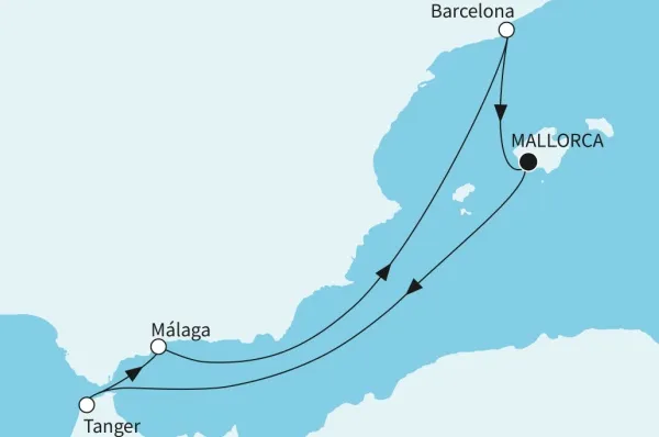 Mein Schiff Flow: Willkommensreisen mit Marokko Route: Mallorca - Tanger - Málaga - Barcelona - Mallorca