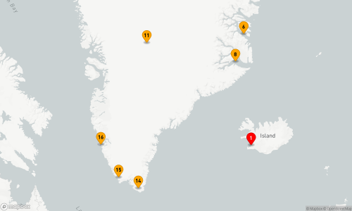 16 Nächte - Von Island nach Grönland: Totale Sonnenfinsternis, Route: Reykjavík - Kong Oscar Fjord - Scoresbysund - Grönland - Aappilattoq - Ivittuut - Nuuk (Godthaab)
