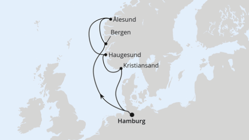 Hamburg - Bergen - Alesund - Haugesund - Kristiansand - Hamburg - Hamburg