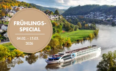 Frühlingsspecial 2026 von VIVA Cruises Ein Werbebanner für das Frühlingsspecial 2026 von VIVA Cruises buchbar vom 04.02.2026 bis zum 15.03.2026.