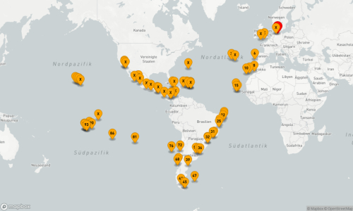 Hamburg - Lissabon - Agadir - Arrecife/Lanzarote - Santa Cruz De Tenerife - Mindelo - Santiago/Praia (Kapverden) - São Filipe - Recife - Cabedelo - Paraíba - Maceió - Salvador (2 Tage) - Ilheus, Brasilien - Rio De Janeiro (4 Tage) - Ilha Grande - Porto Be