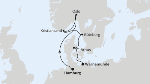 Hamburg - Oslo - Kristiansand - Göteborg - Arhus - Warnemünde