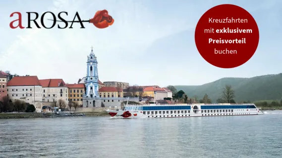A-ROSA Flusskreuzfahrtschiff auf der Donau im Dürnstein – Highlight der Donau-Routen, Angebot mit exklusivem Preisvorteil