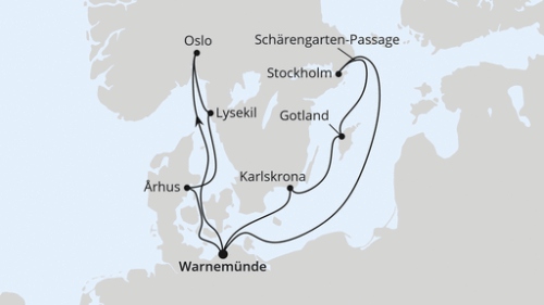Städte der Ostsee ab Warnemünde 2 Warnemünde - Oslo - Lysekil - Arhus - Warnemünde - Stockholm - Schärengarten-Passage - Visby - Karlskrona - Warnemünde