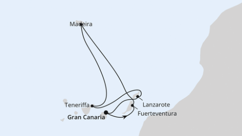 Las Palmas/Gran Canaria - Puerto del Rosario - Funchal/Madeira - Santa Cruz De Tenerife - Arrecife/Lanzarote - Las Palmas/Gran Canaria