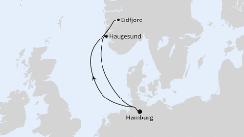 Hamburg - Eidfjord - Haugesund - Hamburg