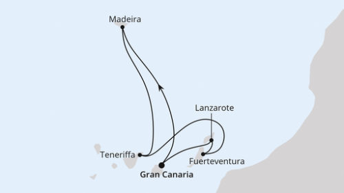 Las Palmas/Gran Canaria - Funchal/Madeira - Santa Cruz De Tenerife - Puerto del Rosario - Arrecife/Lanzarote - Las Palmas/Gran Canaria