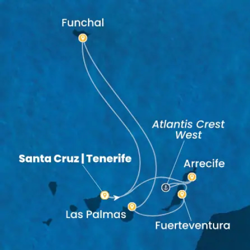 St. Cruz de Tenerife (Spanien) - Fuerteventura (Kanarische Inseln) - Arrecife (Lanzarote) - Atlantis Crest West - Las Palmas/ Gran Canaria - Funchal (Portugal) - St. Cruz de Tenerife (Spanien) - St. Cruz de Tenerife (Spanien)