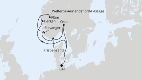 Norwegens Welterbe mit Skifestival in Oslo ab Kiel Kiel - Bergen - Flam - Welterbe-Aurlandsfjord-Passa - Stavanger - Kristiansand - Oslo - Oslo - Kiel