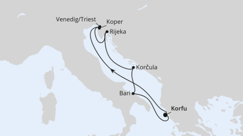 Adria ab Korfu 2 Korfu - Koper - Triest - Rijeka - Korkula - Bari - Korfu