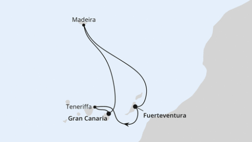 Kanarische Inselwelt & Madeira Puerto del Rosario - Santa Cruz De Tenerife - Las Palmas/Gran Canaria - Funchal/Madeira - Funchal/Madeira - Puerto del Rosario - Puerto del Rosario - Santa Cruz De Tenerife - Las Palmas/Gran Canaria