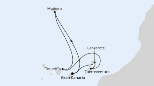 AIDA tanzt auf den Kanaren Las Palmas/Gran Canaria - Funchal/Madeira - Santa Cruz De Tenerife - Puerto del Rosario - Arrecife/Lanzarote - Las Palmas/Gran Canaria
