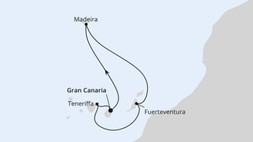 Feelgood Cruise zu den Kanaren Las Palmas/Gran Canaria - Funchal/Madeira - Funchal/Madeira - Puerto del Rosario - Puerto del Rosario - Santa Cruz De Tenerife - Las Palmas/Gran Canaria