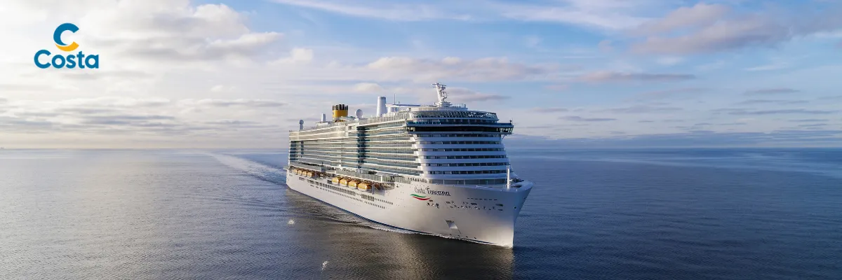 Costa Frühbucher Angebote Die Costa Toscana fährt über das hohe Meer.