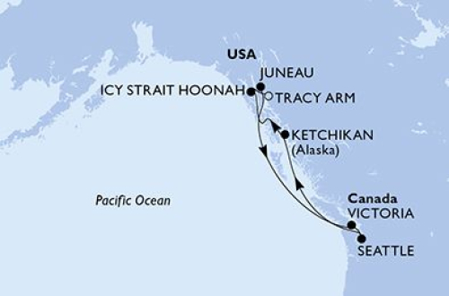 Seattle - Ketchikan - Icy Strait Point - Hoonah - Tracy Arm - Juneau - Victoria - Seattle