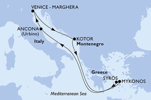 Venedig - Kotor - Mykonos - Syros - Ancona - Venedig